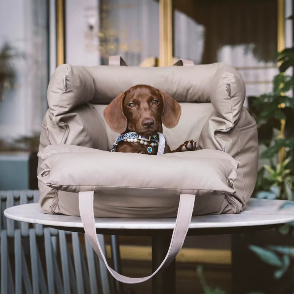 Premium Beige Pet Travel Carrier & Car Seat Booster