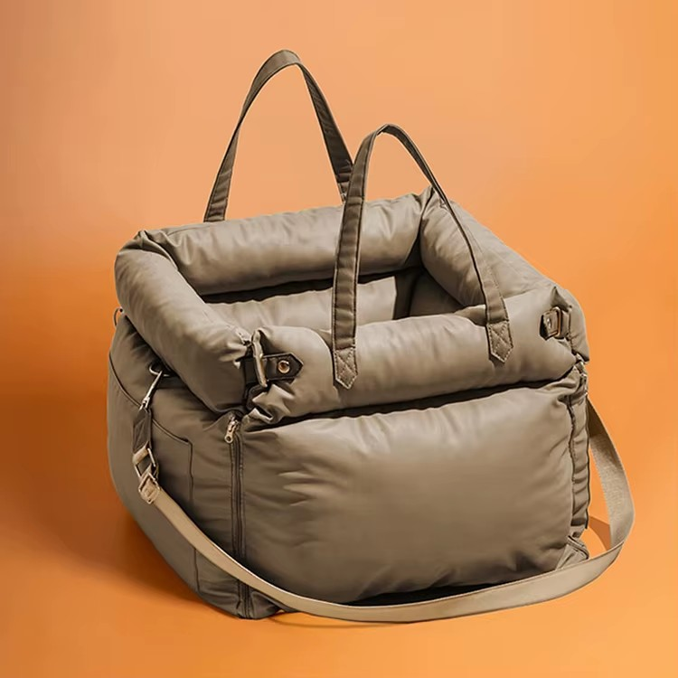 Premium Beige Pet Travel Carrier & Car Seat Booster