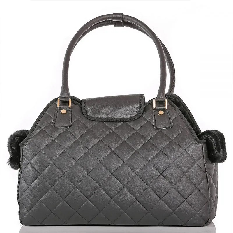 Black Quilted Pebble Dog Carrier Bag