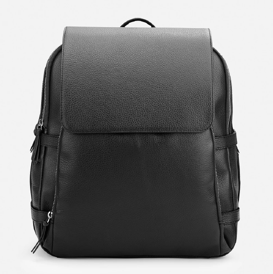 Black Pebble-Grain Leather Pet Carrier Backpack