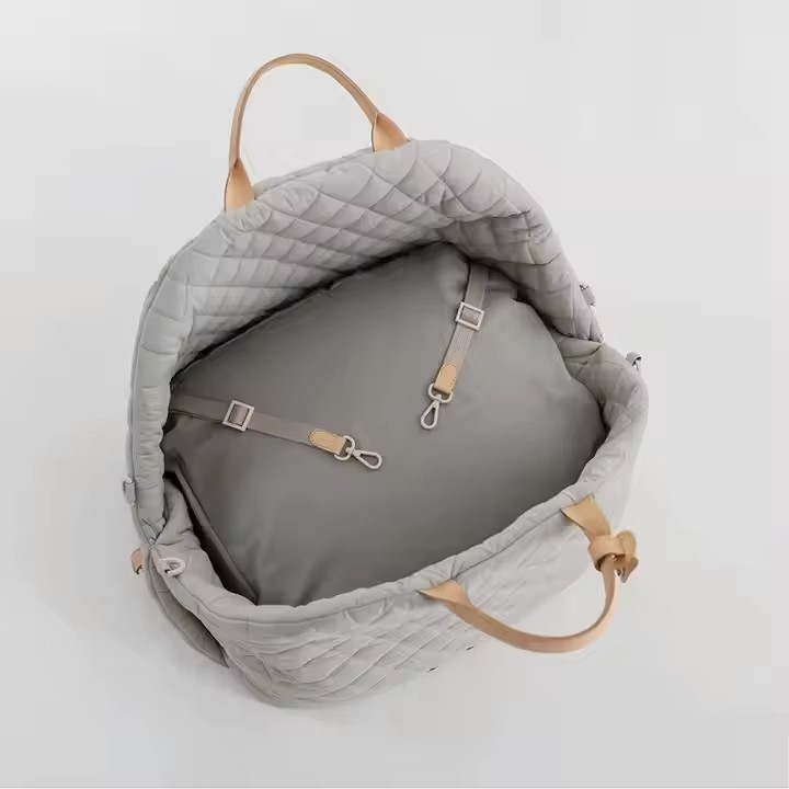 Gray Quilted Waterproof Deluxe Pet Carrier