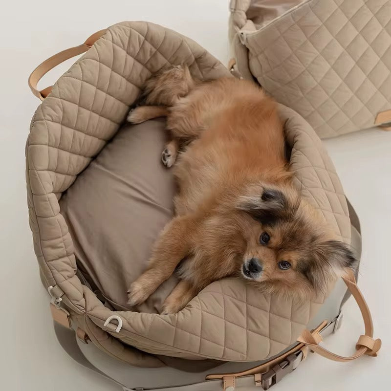 Brown Quilted Waterproof Deluxe Pet Carrier (