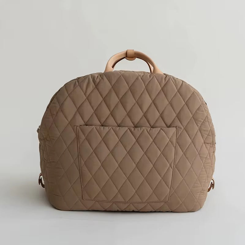 Brown Quilted Waterproof Deluxe Pet Carrier (