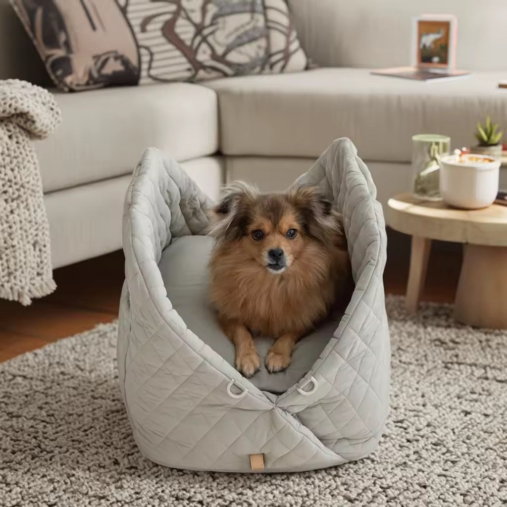 Gray Quilted Waterproof Deluxe Pet Carrier