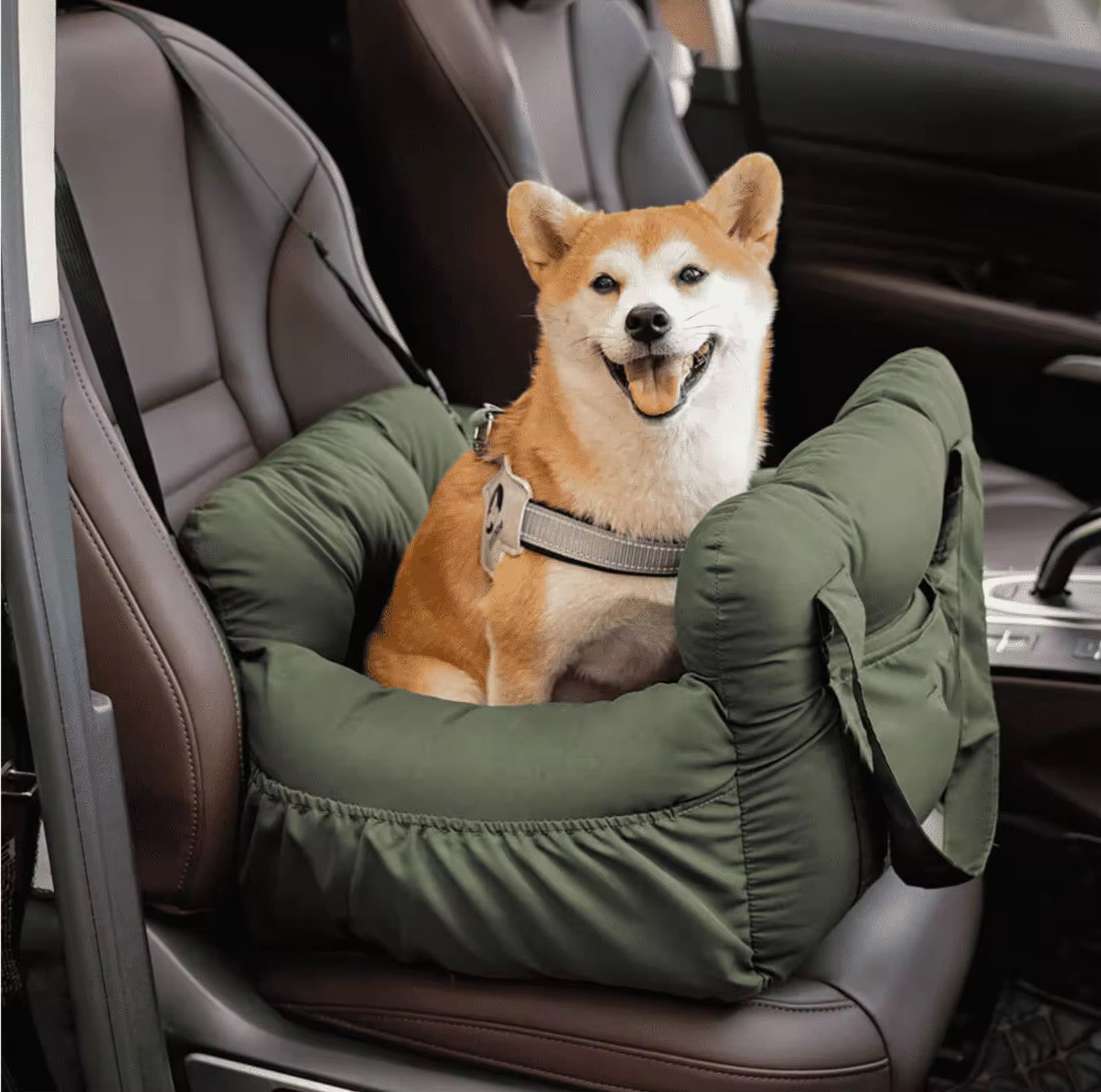 Portable Classy Car Seat Bed Dark Green