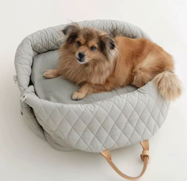Gray Quilted Waterproof Deluxe Pet Carrier