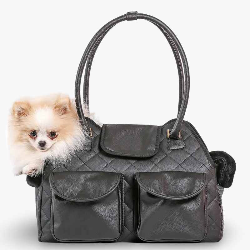 Black Quilted Pebble Dog Carrier Bag