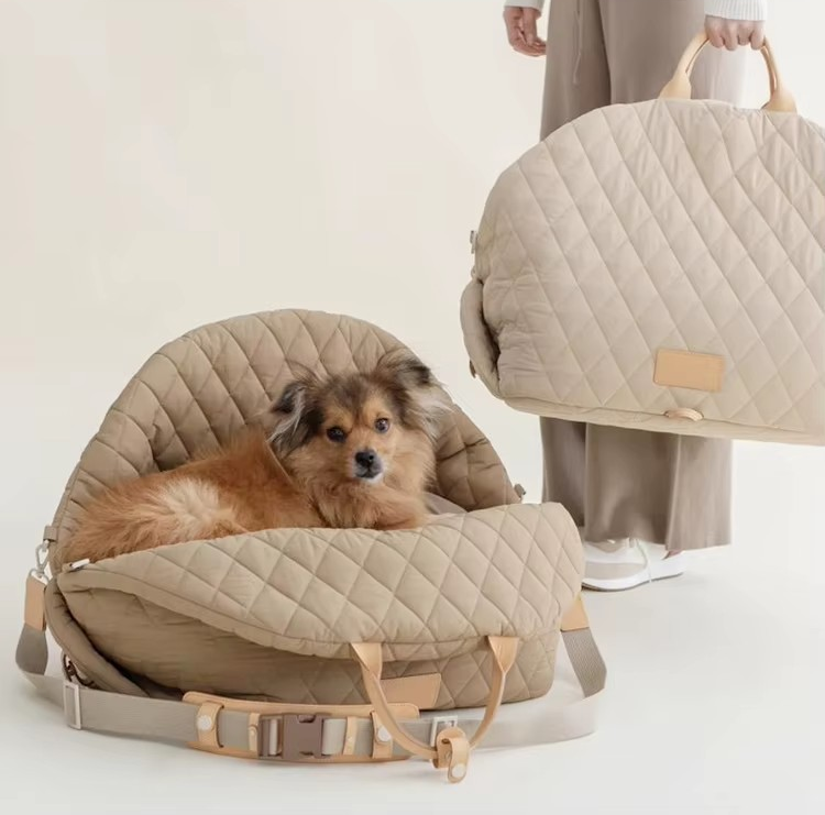 Brown Quilted Waterproof Deluxe Pet Carrier (