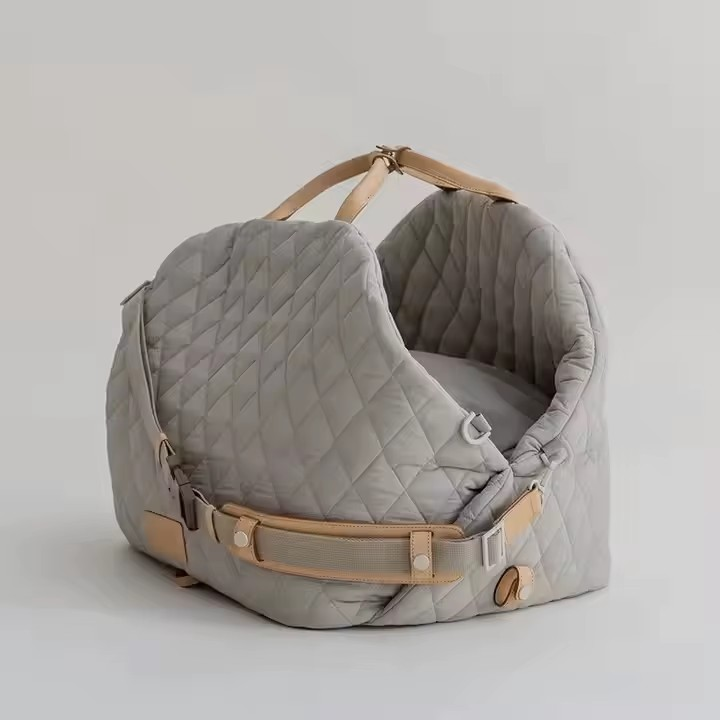 Gray Quilted Waterproof Deluxe Pet Carrier