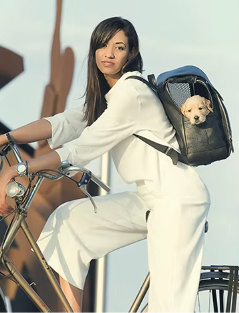 Black Pebble-Grain Leather Pet Carrier Backpack