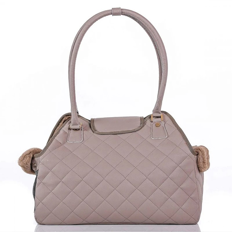 Taupe Quilted Pebble Dog Carrier Bag