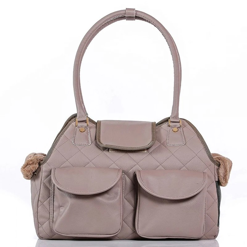 Taupe Quilted Pebble Dog Carrier Bag