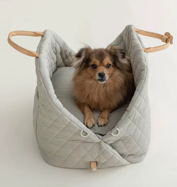 Gray Quilted Waterproof Deluxe Pet Carrier