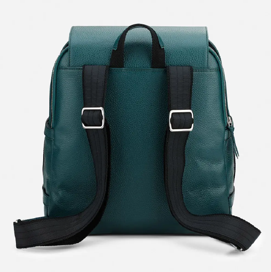 Green Pebble-Grain Leather Carrier Backpack